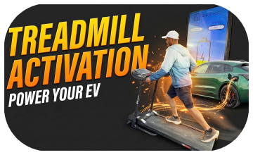 Interactive Treadmill Activation in Dubai: Participants generating human power to recharge EV cars